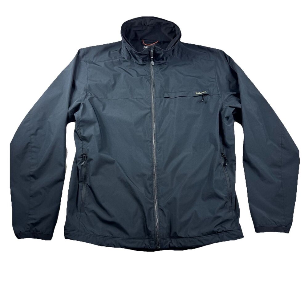 Simms Jacket Men's L Black Full Zip Windstopper Fleece Lining Fishing Outdoor